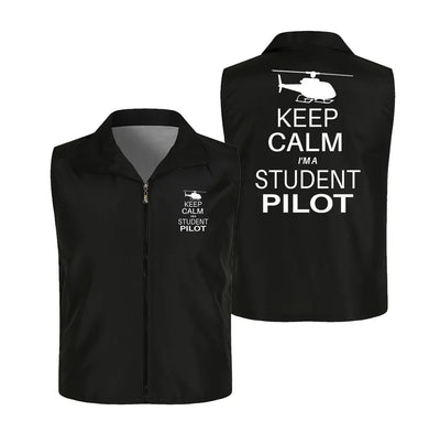Student Pilot (Helicopter) Thin Style aviation design printed on lightweight shell with sleeveless design thin vest.