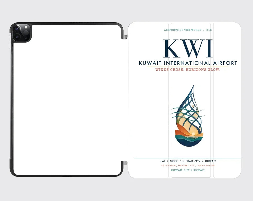 Kuwait International Airport (KWI) design on white ipad tablet case