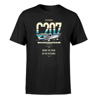 Thumbnail for Cessna T207A Stationair 8 design on black t-shirt, single-side print