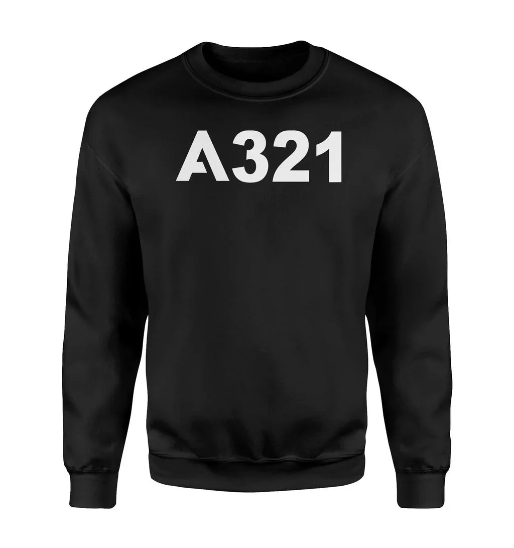 Airbus A321 Flat Text aviation design printed on soft cotton blend sweatshirt.