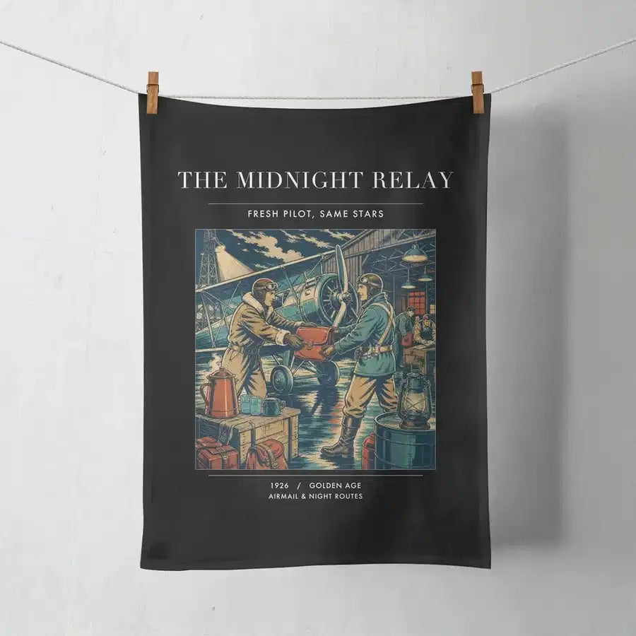 VINTAGE G4149 - The Midnight Relay - Designed Towels design on black