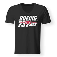 Thumbnail for Amazing 737 Max aviation design printed on soft cotton V-neck T-shirt.