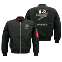 Thumbnail for Focke-Wulf Fw 190A-8 design on black bomber jacket, double-side print