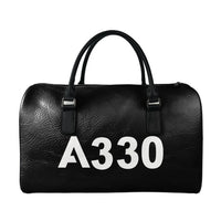 Thumbnail for Airbus A330 Flat Text aviation print leather travel bag, full-grain leather.