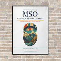 Thumbnail for Missoula Montana Airport MSO vertical canvas print - framed - white background