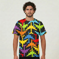 Thumbnail for Super Colourful Airplanes aviation design printed on soft cotton 3D-print T-shirt.