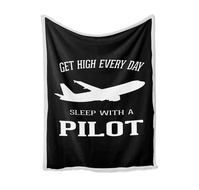 Get High Every Day Sleep With A Pilot Bed Blankets & aviation print on soft fleece blanket.