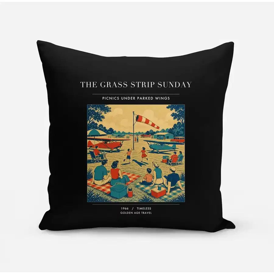 VINTAGE G4241 - The Grass Strip Sunday - Designed Pillows design on black
