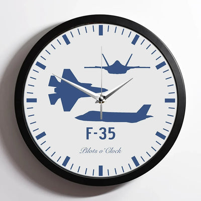 Fighting Falcon F-35 (Special) aviation design on premium wood and metal wall clock.