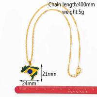 Thumbnail for Brazil Map Flag Necklace - view 2