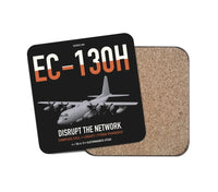 Thumbnail for EC-130H Compass Call design on black 1 piece coaster