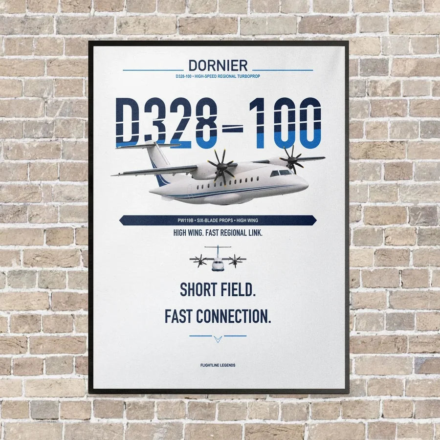 Dornier D328-100 vertical canvas print - framed - white background