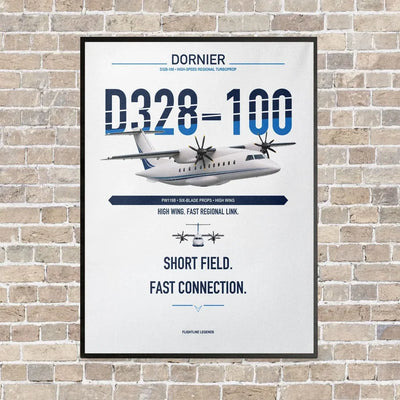 Dornier D328-100 vertical canvas print - framed - white background