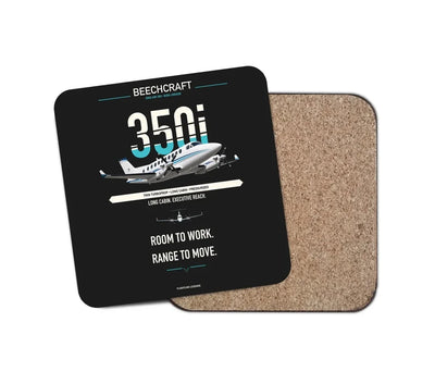 Beechcraft King Air 350i design on black 1 piece coaster