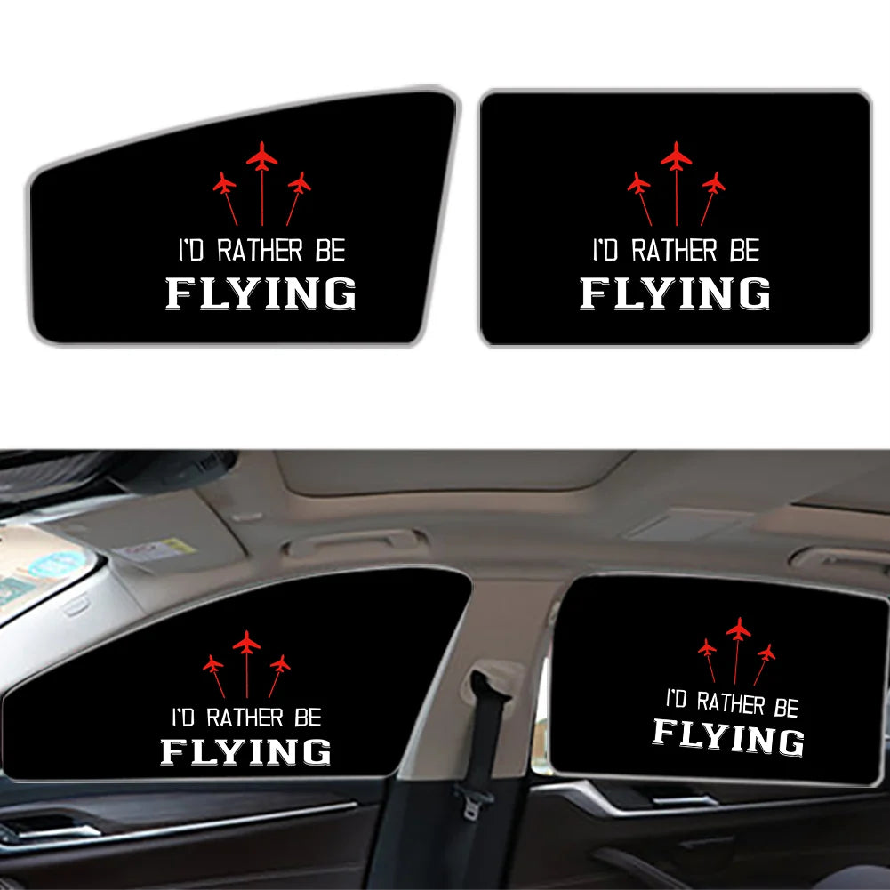 I'D Rather Be Flying Car Sun Shade (Side window) aviation design on reflective polyester car side window sun shade.