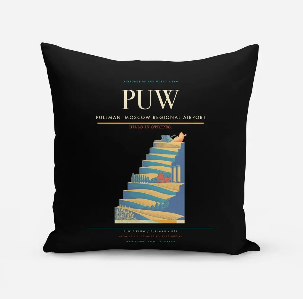 Pullman–Moscow Regional Airport (PUW) design on black pillow