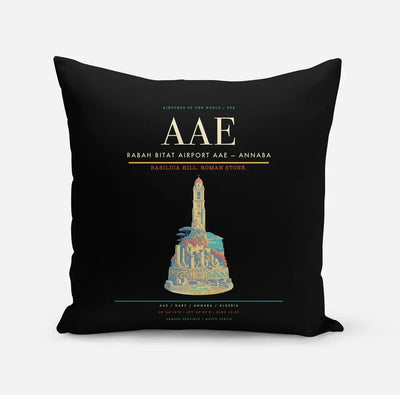 Rabah Bitat Airport (AAE) design on black pillow