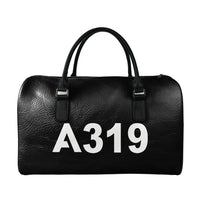 Thumbnail for Airbus A319 Flat Text aviation design leather travel bag, full-grain leather construction.