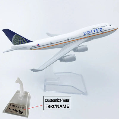 United Airways Boeing 747 Airplane Model (16CM) aviation themed 16-18cm scale model aircraft, diecast metal.