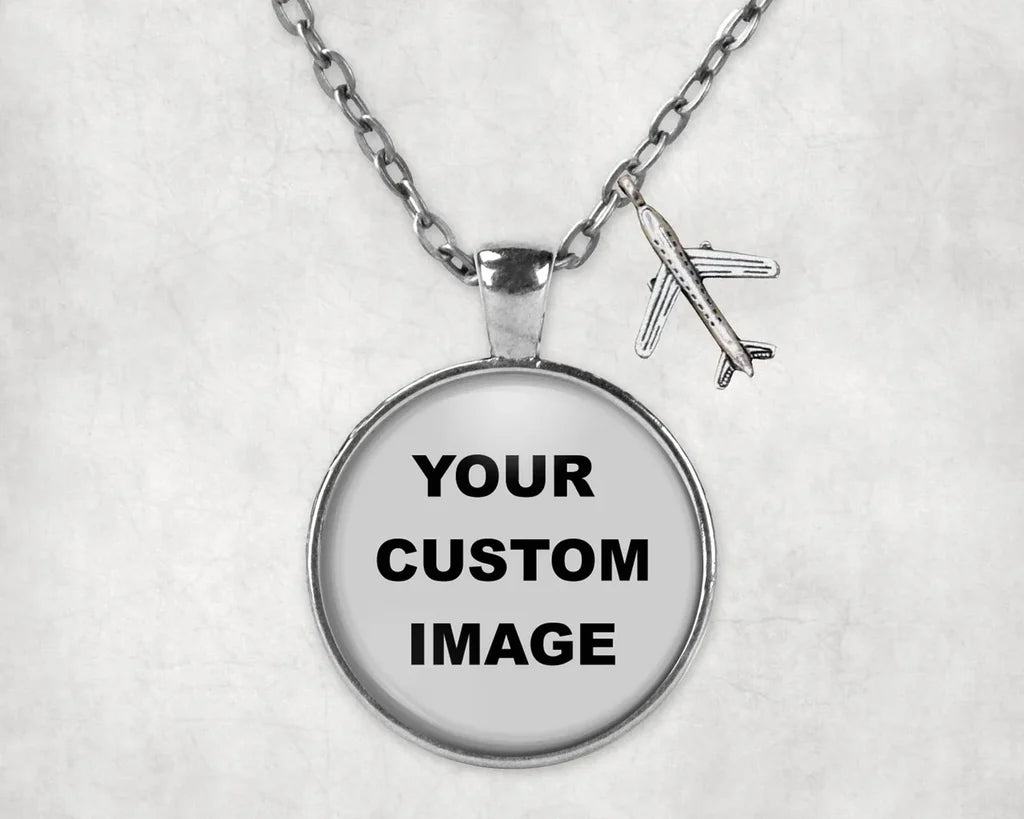 Your Custom Image / Photo aviation necklace, stainless steel body with engraved detail.