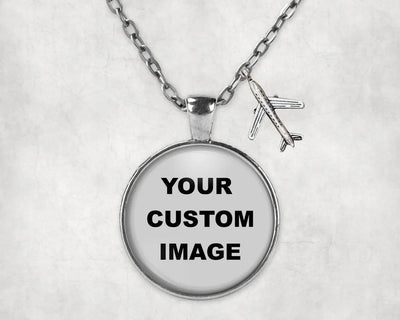 Your Custom Image / Photo aviation necklace, stainless steel body with engraved detail.