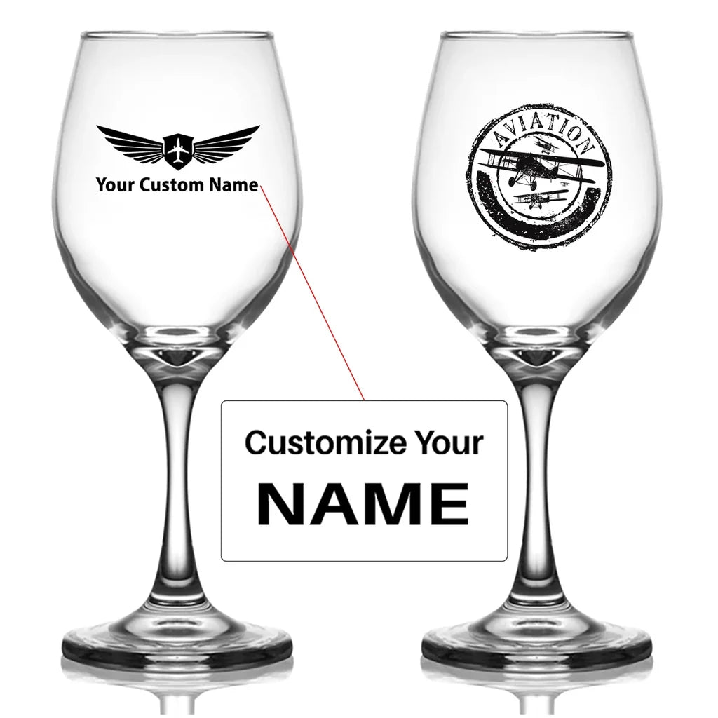 Customisable Aviation Lovers Wine Glass