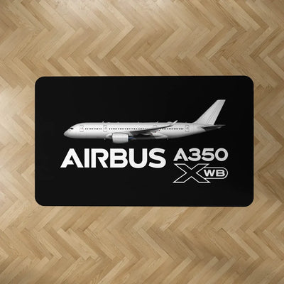 The Airbus A350 WXB aviation design on durable carpet pile with non-slip backing rectangle carpet floor mat.