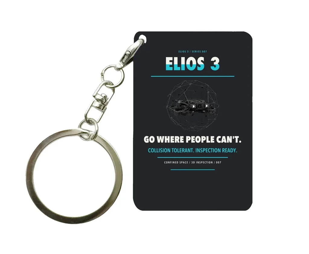 Flyability Elios 3 Key Chain design on black key chain