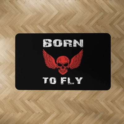 Born To Fly SKELETON aviation design on durable carpet pile with non-slip backing rectangle carpet floor mat.