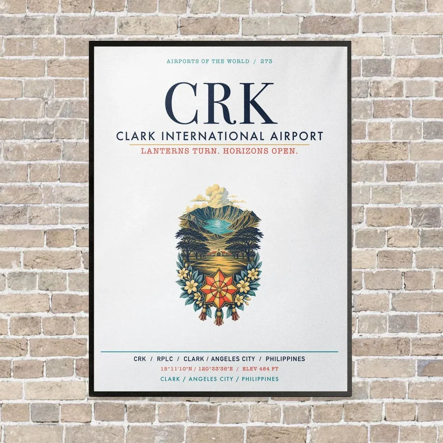Clark International Airport CRK vertical canvas print - framed - white background