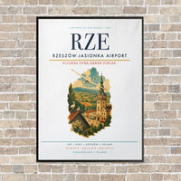 Thumbnail for Rzeszów-Jasionka Airport RZE vertical canvas print - framed - white background