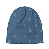 Thumbnail for Nice Airplanes (Blue) aviation embroidery on soft knit fabric 3D knit beanie.
