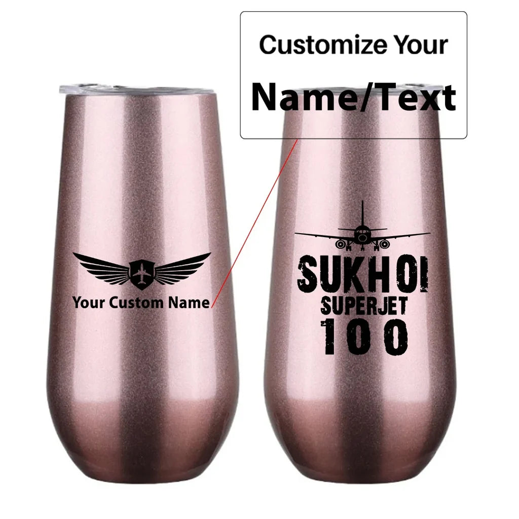 Sukhoi Superjet 100 & Plane 6oz Egg aviation design on 6oz egg cup, compact 6oz ceramic.