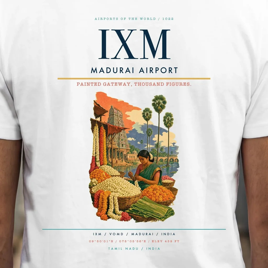 Madurai Airport (IXM) double-side t-shirt design close-up cover