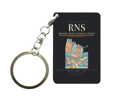Rennes–Saint-Jacques Airport (RNS) design on black key chain
