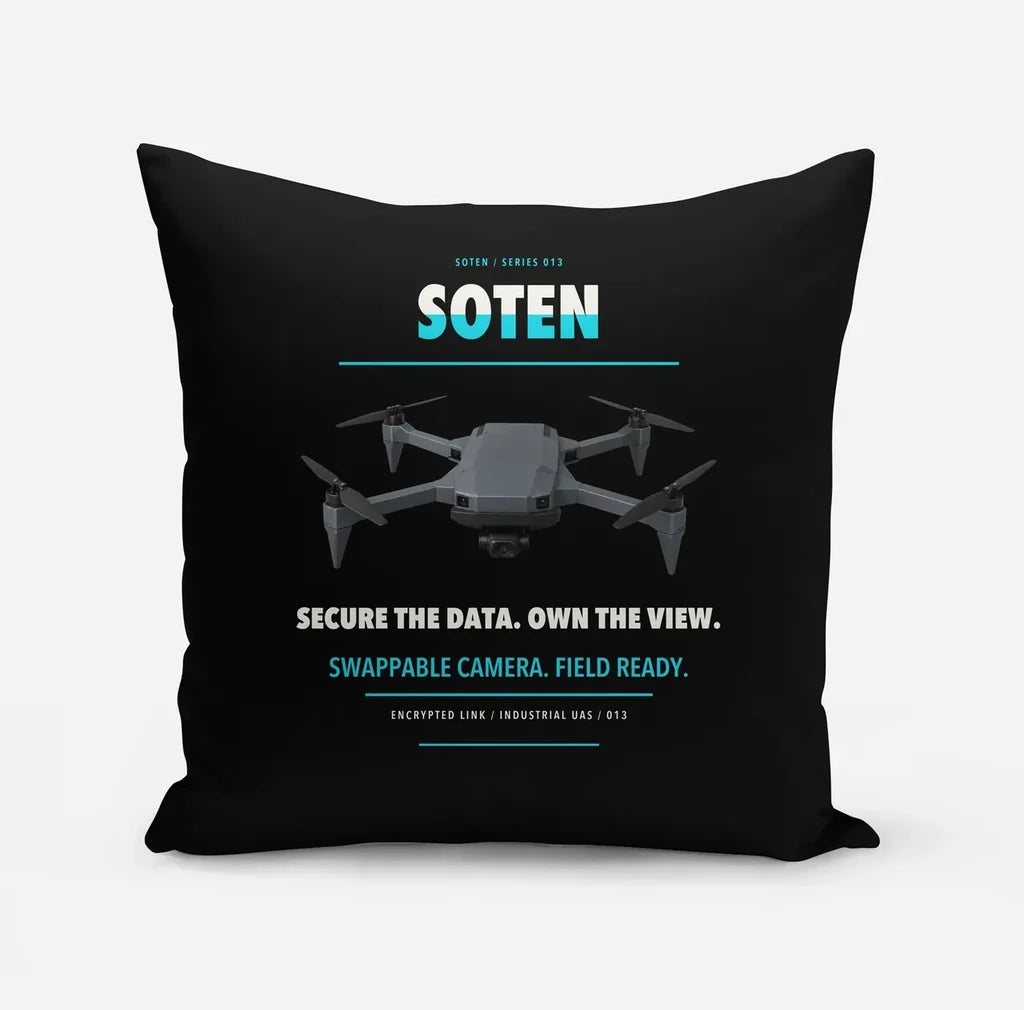 ACSL SOTEN design on black pillow