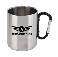 Thumbnail for Custom Name (Badge 4) aviation design on outdoor mug, durable insulated construction.