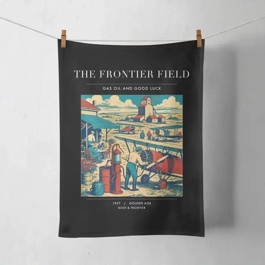 VINTAGE G4034 - The Frontier Field - Designed Towels design on black