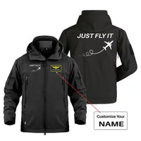 Thumbnail for Just Fly It Military Jackets (Customizable) aviation design printed on heavy cotton shell with field-style pockets military jacket.