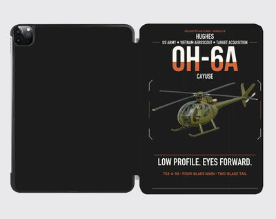Hughes OH-6A Cayuse design on black ipad tablet case