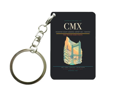 Houghton County Memorial Airport (CMX) design on black key chain