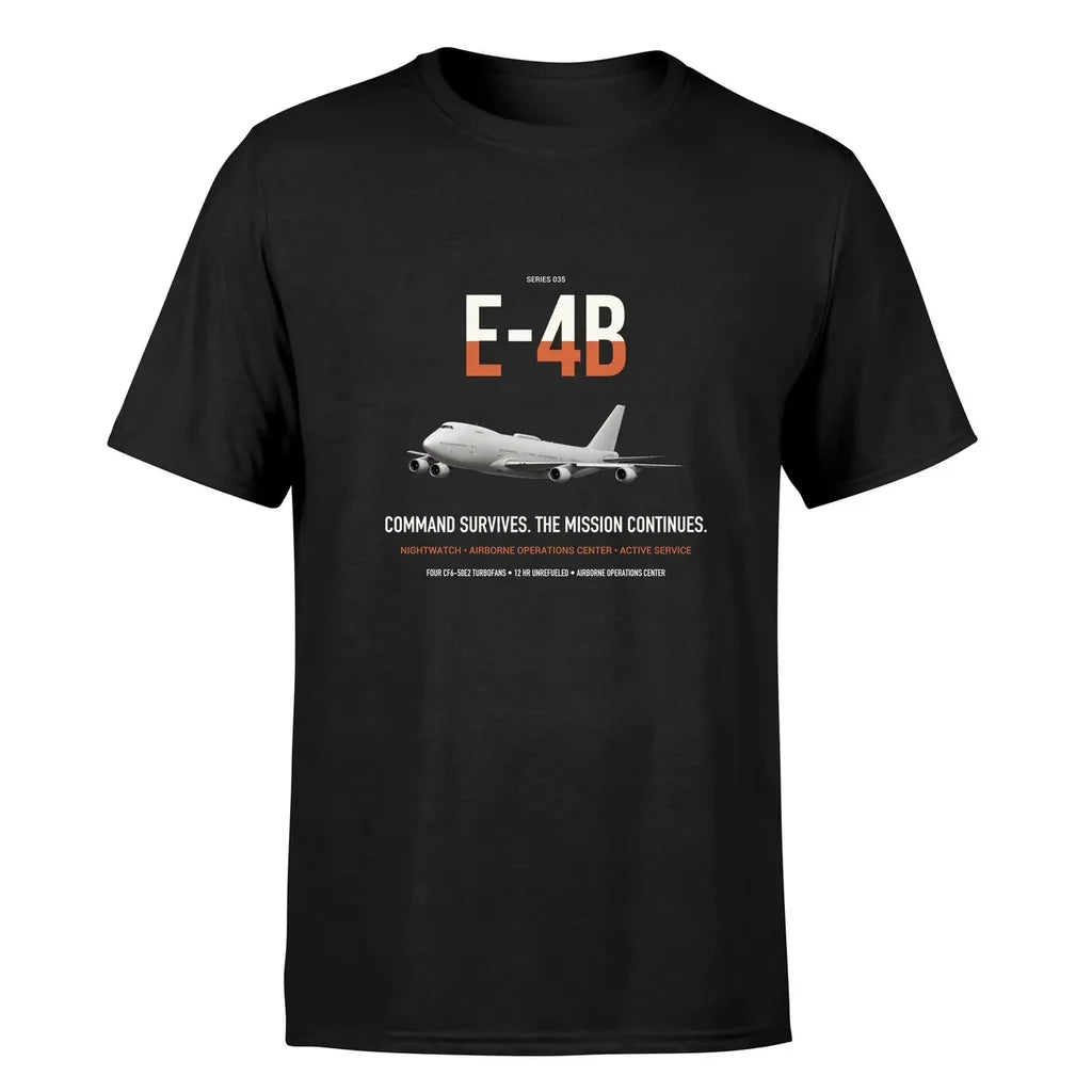 E-4B Nightwatch design on black double-side t-shirt, single-side print