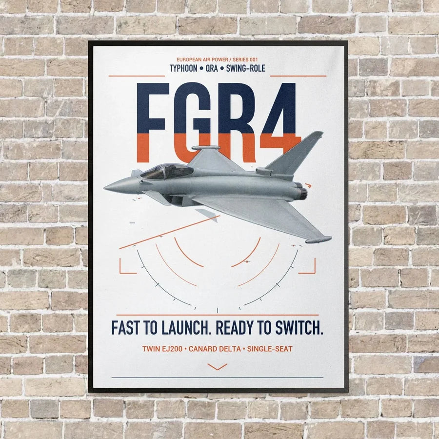 Eurofighter Typhoon FGR4 vertical canvas print - framed - white background