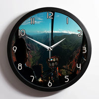 Thumbnail for Beautiful Scenary Through Helicopter Cockpit aviation design on premium wood and metal wall clock.