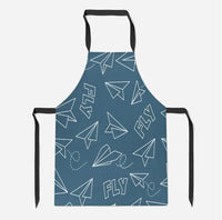 Thumbnail for Paper Airplane & Fly Green aviation design on durable cotton blend kitchen apron.