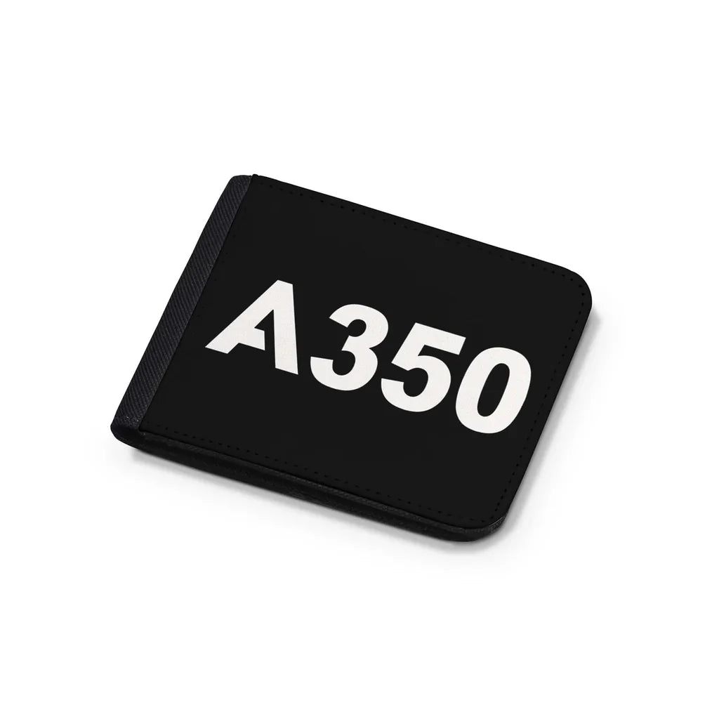 Airbus A350 Flat Text aviation print wallet, leather.