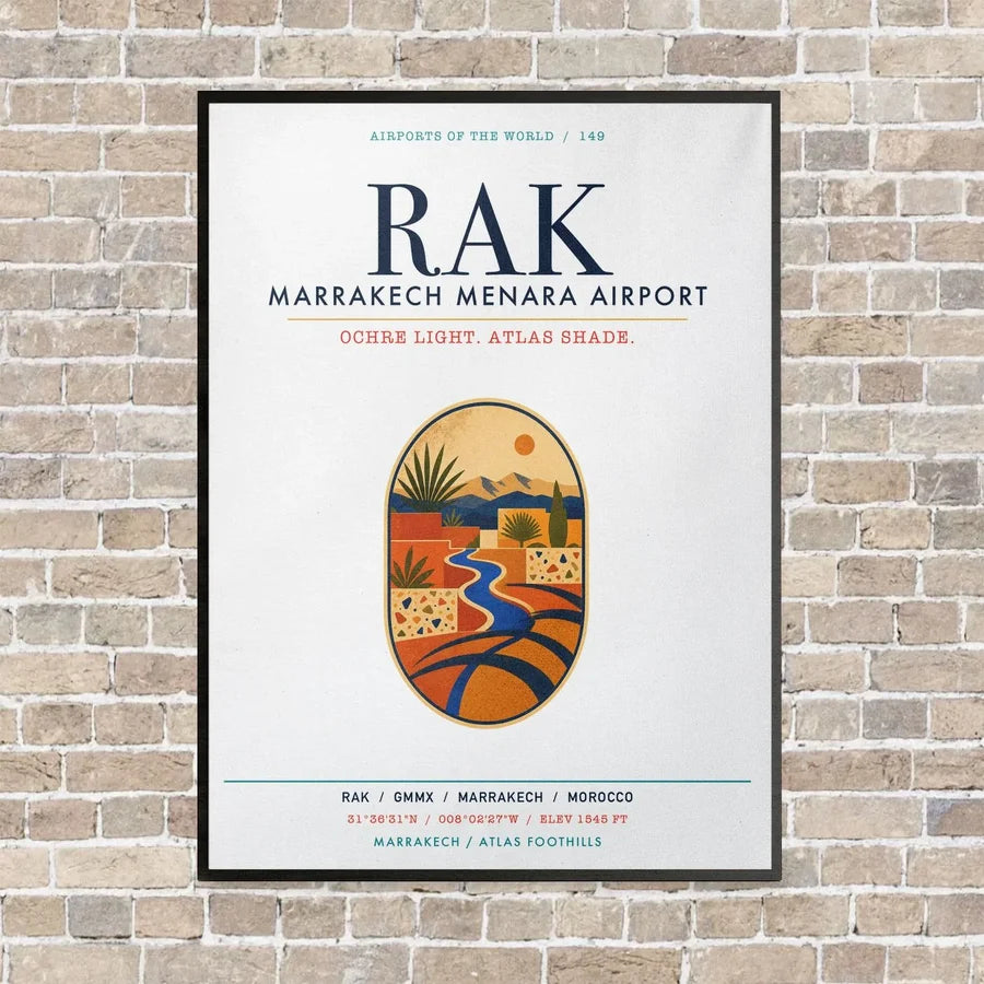 Marrakech Menara Airport RAK vertical canvas print - framed - white background