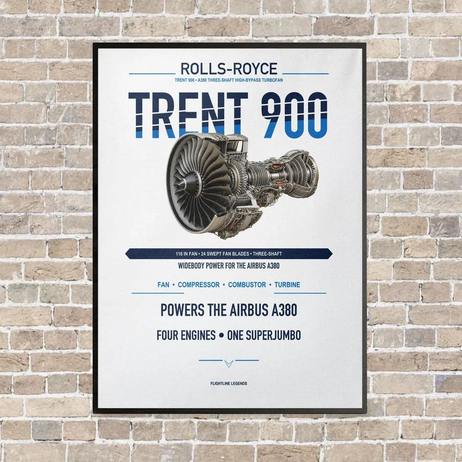 TRENT 900 vertical canvas print - framed - white background