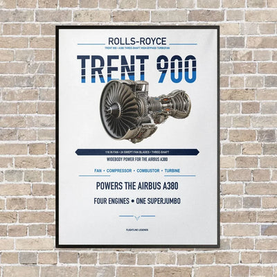 TRENT 900 vertical canvas print - framed - white background