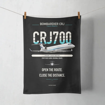 Bombardier CRJ700 design on black towel